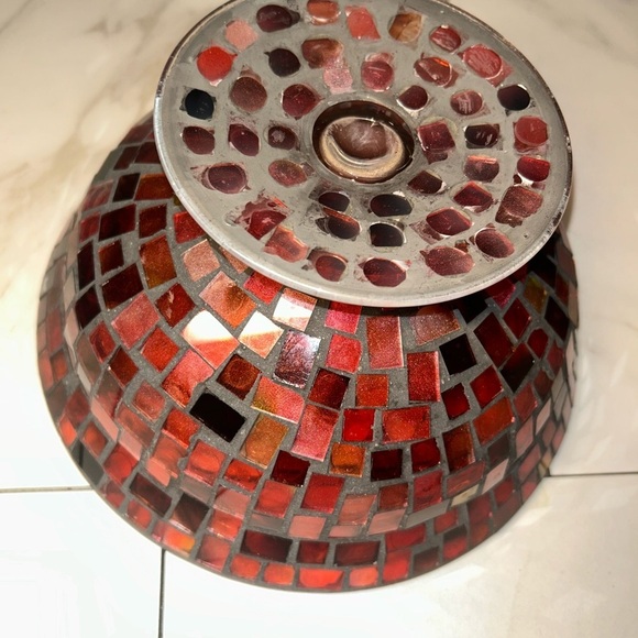 Mosaic Art Bowl - Red Pink White Candy Dish Home Decor Collectibles Vintage - Picture 5 of 9
